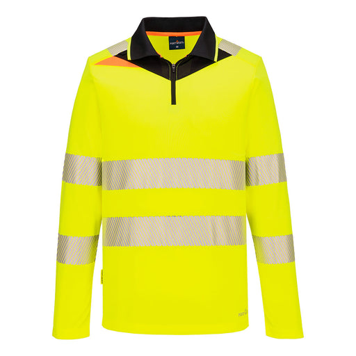 Portwest DX419 - DX4 Hi-Vis Zip Polo Shirt L/S - Yellow/Black