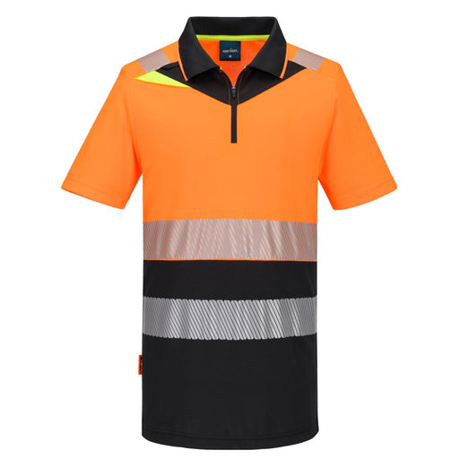 Portwest DX435 - DX4 Hi-Vis Zip Class 1 Polo Shirt S/S - Orange/Black