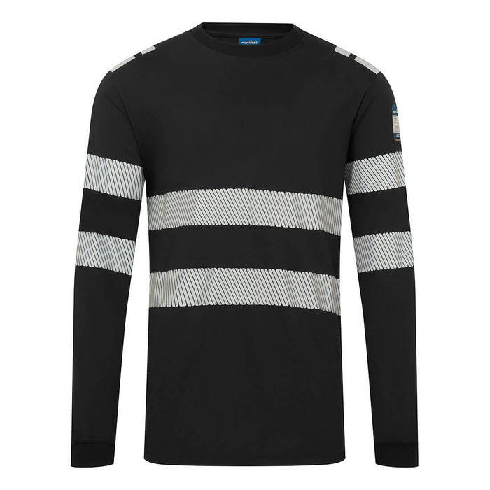 Portwest FR732 - PW3 Modaflame Knit FR Long Sleeve T-Shirt - Black