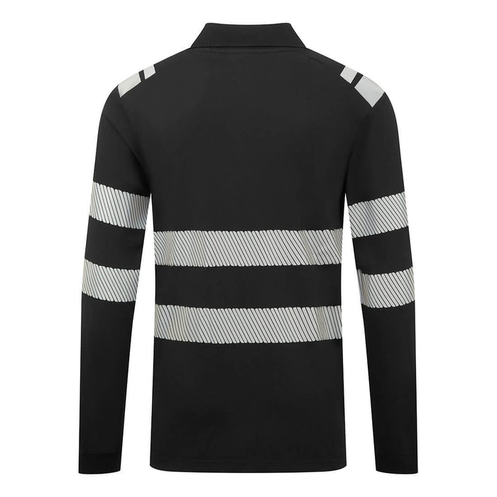 Portwest FR733 - PW3 Modaflame Knit FR Long Sleeve Polo Shirt - Black