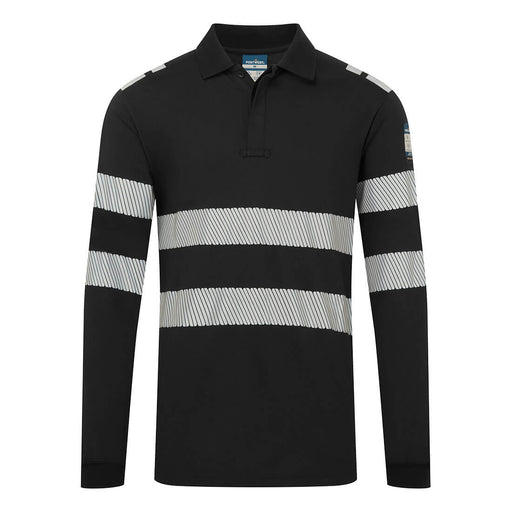 Portwest FR733 - PW3 Modaflame Knit FR Long Sleeve Polo Shirt - Black