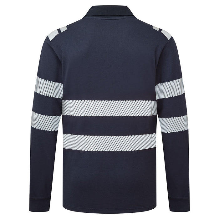 Portwest FR733 - PW3 Modaflame Knit FR Long Sleeve Polo Shirt - Navy