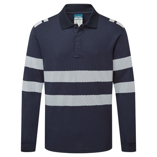 Portwest FR733 - PW3 Modaflame Knit FR Long Sleeve Polo Shirt - Navy