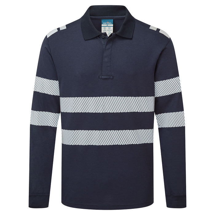 Portwest FR733 - PW3 Modaflame Knit FR Long Sleeve Polo Shirt - Navy