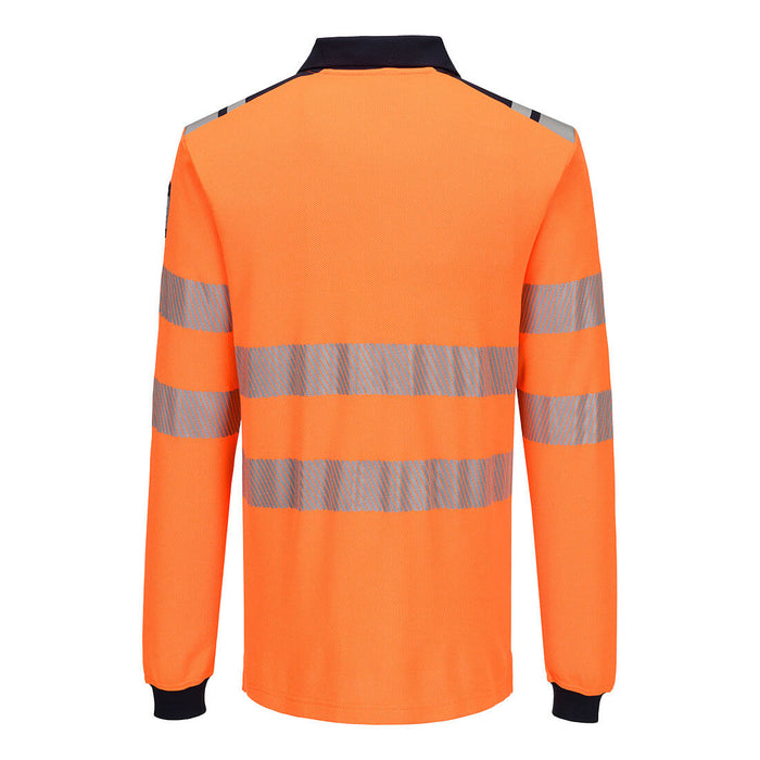 Portwest FR734 - PW3 Modaflame Knit HVO FR Long Sleeve Polo Shirt - Orange/Navy