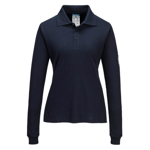 Portwest FR758 - Modaflame Knit FR Women's Long Sleeve Polo Shirt - Navy