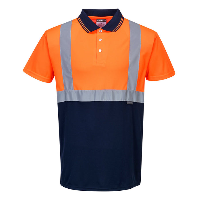 Portwest Hi-Vis Contrast Polo Shirt Orange/Navy