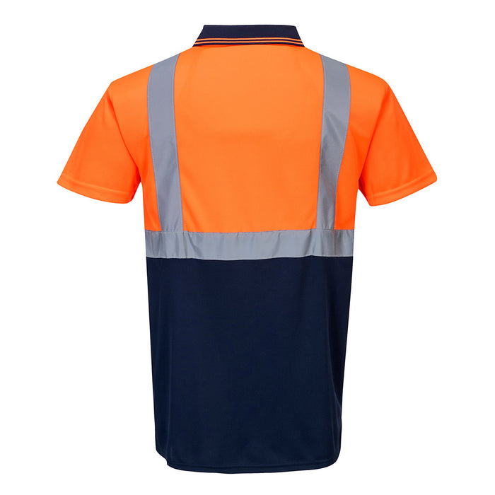 Portwest Hi-Vis Contrast Polo Shirt Orange/Navy