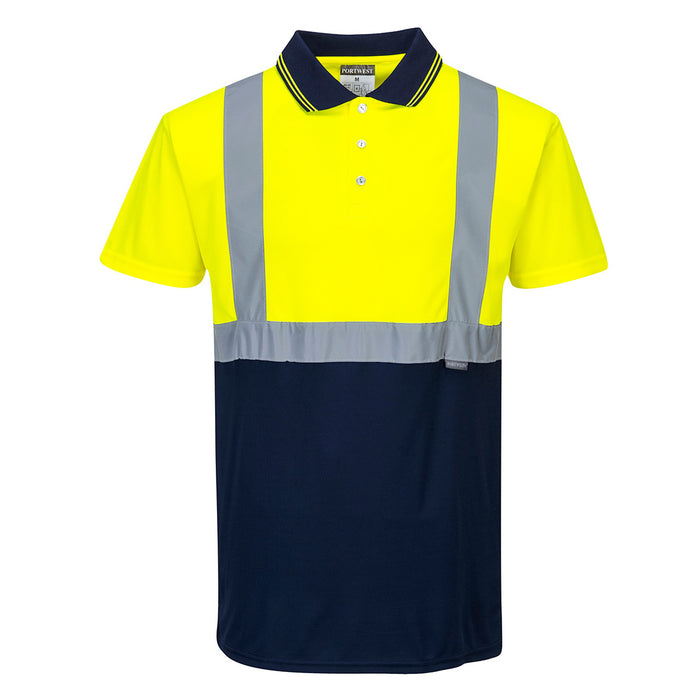 Portwest Hi-Vis Contrast Polo Shirt Yellow/Navy