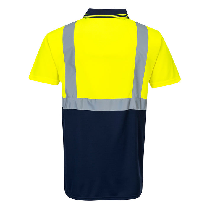 Portwest Hi-Vis Contrast Polo Shirt Yellow/Navy
