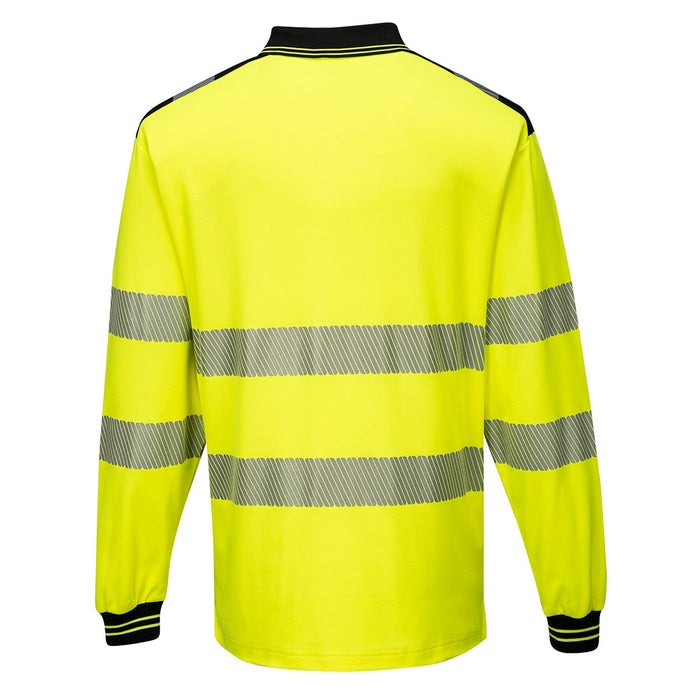 Portwest PW3 Hi-Vis Cotton Comfort Polo Shirt L/S Yellow/Black