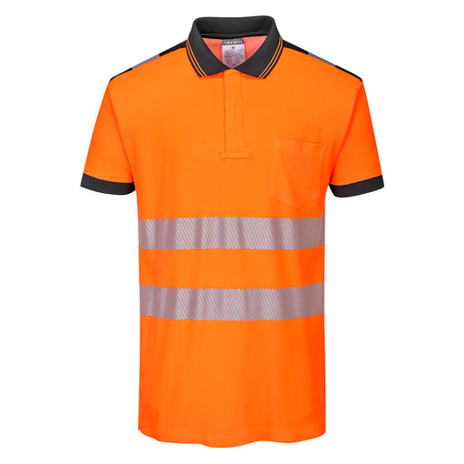 Portwest PW3 Hi-Vis Cotton Comfort Polo Shirt  Orange/Black