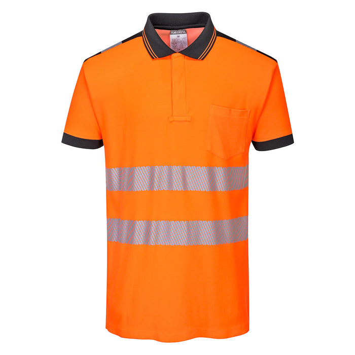 Portwest PW3 Hi-Vis Cotton Comfort Polo Shirt  Orange/Black