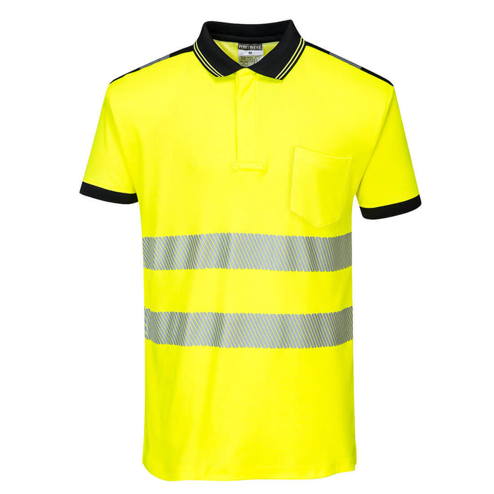 Portwest PW3 Hi-Vis Cotton Comfort Polo Shirt Yellow/Black