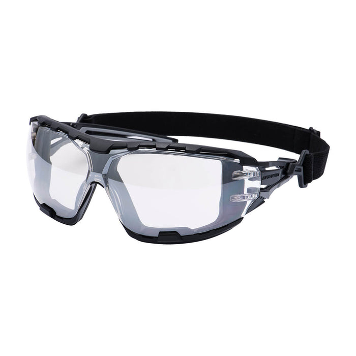 Portwest PR02 - Anthracite Wraparound Plus Safety Glasses - Mirror (Indoor/Outdoor) PR02-MIR-One Size