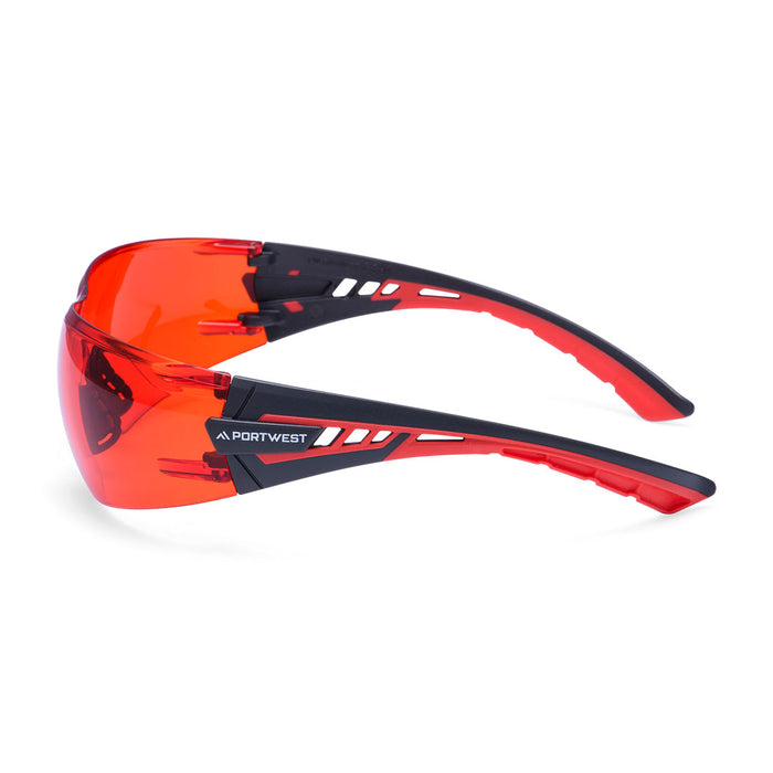 Portwest PS27 - Tech Look Lite KN Safety Glasses - Red PS27-RER-One Size