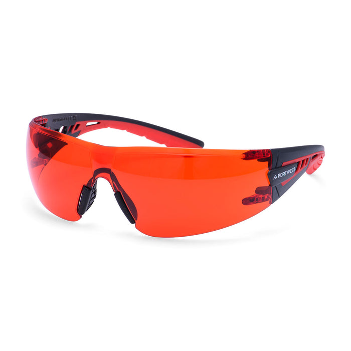 Portwest PS27 - Tech Look Lite KN Safety Glasses - Red PS27-RER-One Size