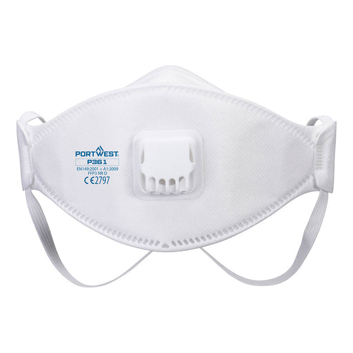 Portwest P361 - Trifold Valved Dolomite FFP3 Respirator (Pk10) - White P361-WHR-One Size