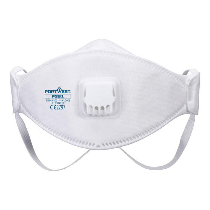Portwest P361 - Trifold Valved Dolomite FFP3 Respirator (Pk10) - White P361-WHR-One Size