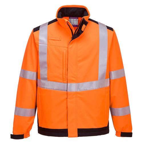 Portwest MV72 - Modaflame Softshell Hi-Vis Multi-Norm FR Jacket - Orange/Navy