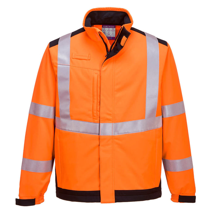 Portwest MV72 - Modaflame Softshell Hi-Vis Multi-Norm FR Jacket - Orange/Navy