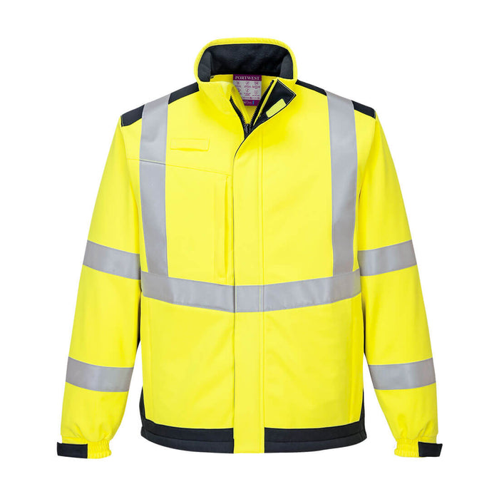 Portwest MV72 - Modaflame Softshell Hi-Vis Multi-Norm FR Jacket - Yellow/Navy