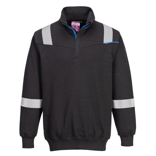 Portwest FR710 - WX3 Modaflame Knit FR 1/4 Zip Sweatshirt - Black