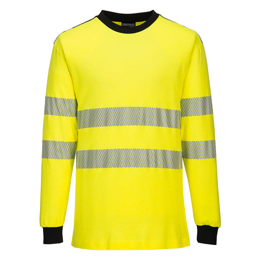 Portwest FR701 - PW3 Modaflame Knit Hi-Vis FR Long Sleeve T-Shirt - Yellow/Black