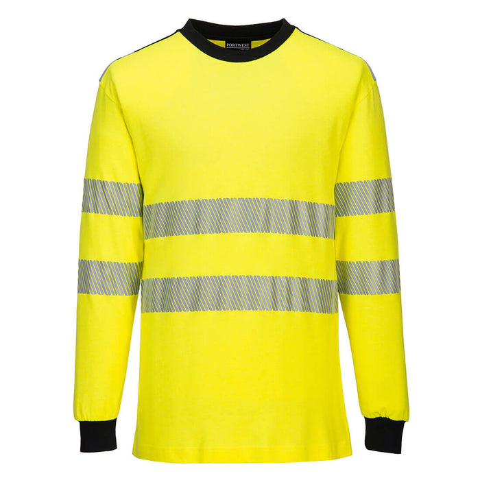 Portwest FR701 - PW3 Modaflame Knit Hi-Vis FR Long Sleeve T-Shirt - Yellow/Black