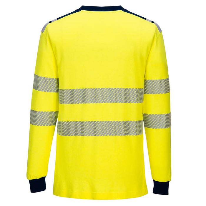 Portwest FR701 - PW3 Modaflame Knit Hi-Vis FR Long Sleeve T-Shirt - Yellow/Navy