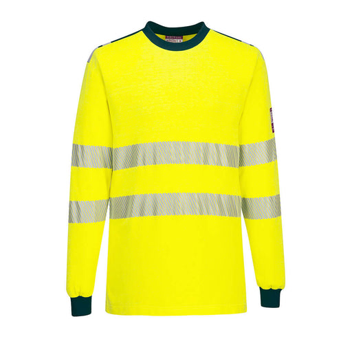Portwest FR701 - PW3 Modaflame Knit Hi-Vis FR Long Sleeve T-Shirt - Yellow/Navy