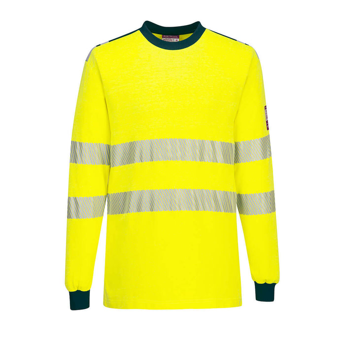 Portwest FR701 - PW3 Modaflame Knit Hi-Vis FR Long Sleeve T-Shirt - Yellow/Navy