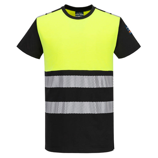 Portwest FR775 - PW3 Modaflame Knit Hi-Vis Class 1 FR Short Sleeve T-Shirt - Yellow/Black