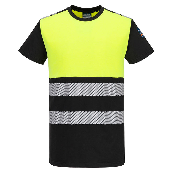 Portwest FR775 - PW3 Modaflame Knit Hi-Vis Class 1 FR Short Sleeve T-Shirt - Yellow/Black