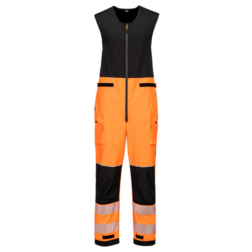 Portwest T150 - PW3 Hi-Vis Rain Salopettes (3L) Orange/Black