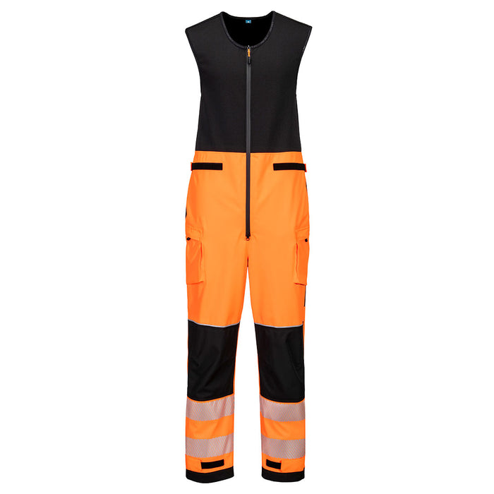 Portwest T150 - PW3 Hi-Vis Rain Salopettes (3L) Orange/Black