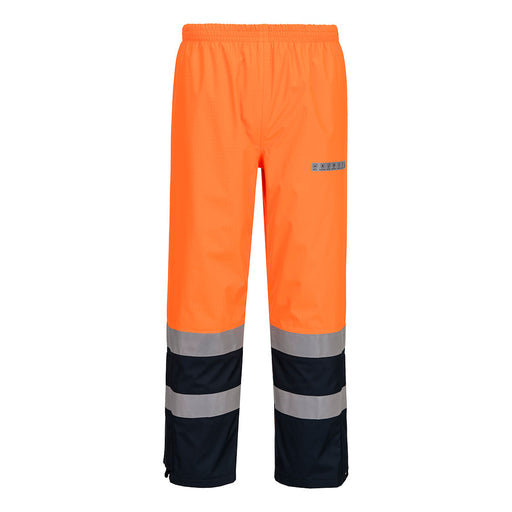 Portwest FR410 - Bizflame Rain+ Hi-Vis Multi-Norm Contrast FR Trousers - Orange/Navy