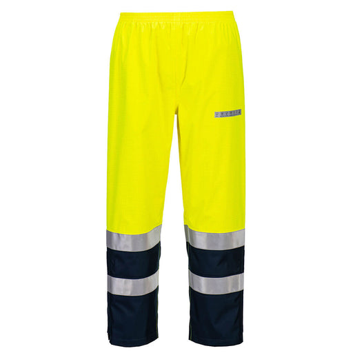 Portwest FR410 - Bizflame Rain+ Hi-Vis Multi-Norm Contrast FR Trousers - Yellow/Navy