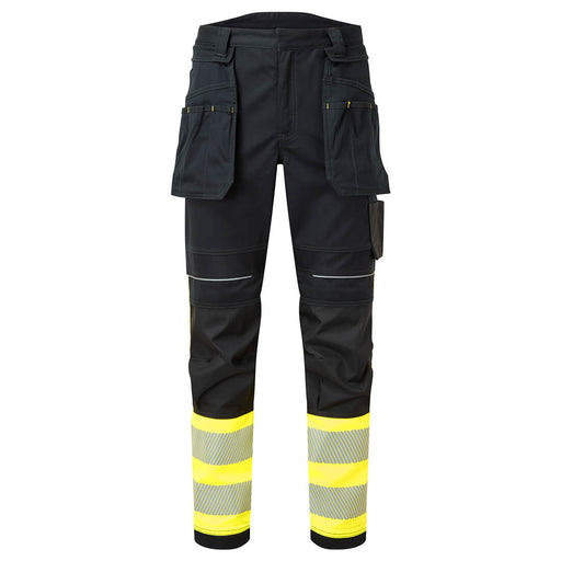 Portwest FR416 - PW3 Modaflame Work Hi-Vis Class 1 FR Holster Trousers - Yellow/Black