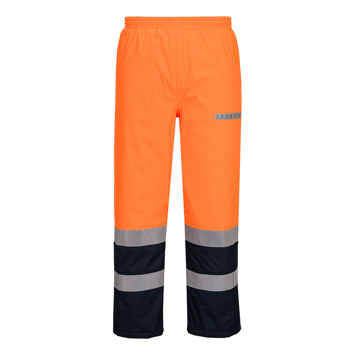 Portwest FR434 - Bizflame Rain+ Hi-Vis Multi-Norm Contrast FR Winter Trousers - Orange/Navy