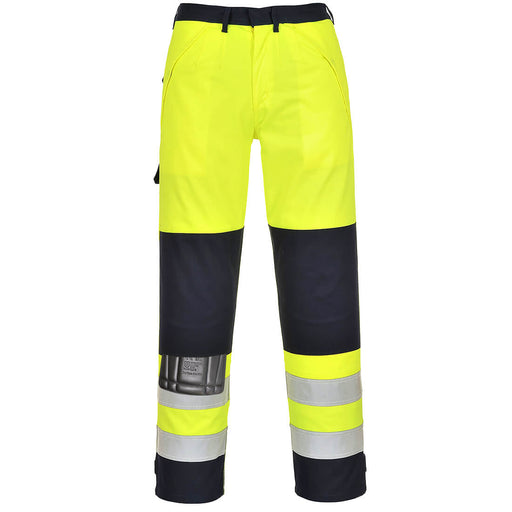 Portwest FR62 - Bizflame Work Hi-Vis Multi-Norm Contrast FR Trousers - Yellow/Navy