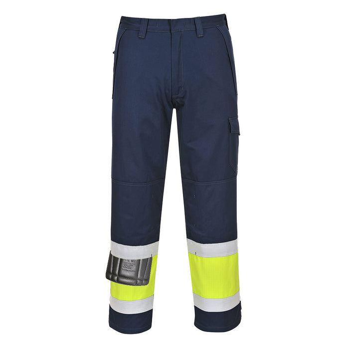 Portwest MV26 - Modaflame Work Hi-Vis Class 1 Multi-Norm FR Trousers - Yellow/Navy