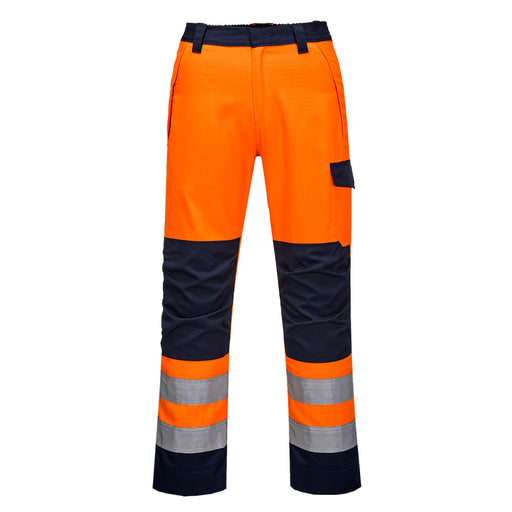 Portwest MV36 - Modaflame Work HVO Multi-Norm Contrast Trousers - Orange/Navy