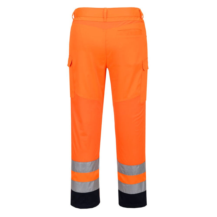 Portwest T143 - Hi-Vis Mesh Panel Trousers - Orange/Navy