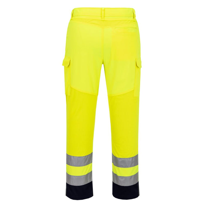 Portwest T143 - Hi-Vis Mesh Panel Trousers - Yellow/Navy
