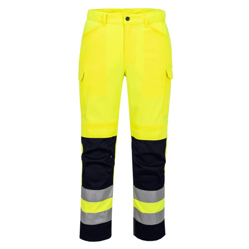 Portwest T143 - Hi-Vis Mesh Panel Trousers - Yellow/Navy