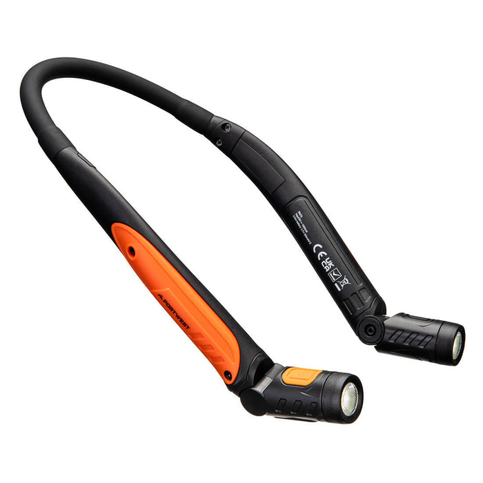Portwest PA73 - USB Rechargeable LED Neck Light - Black/Orange PA73-BKO-One Size