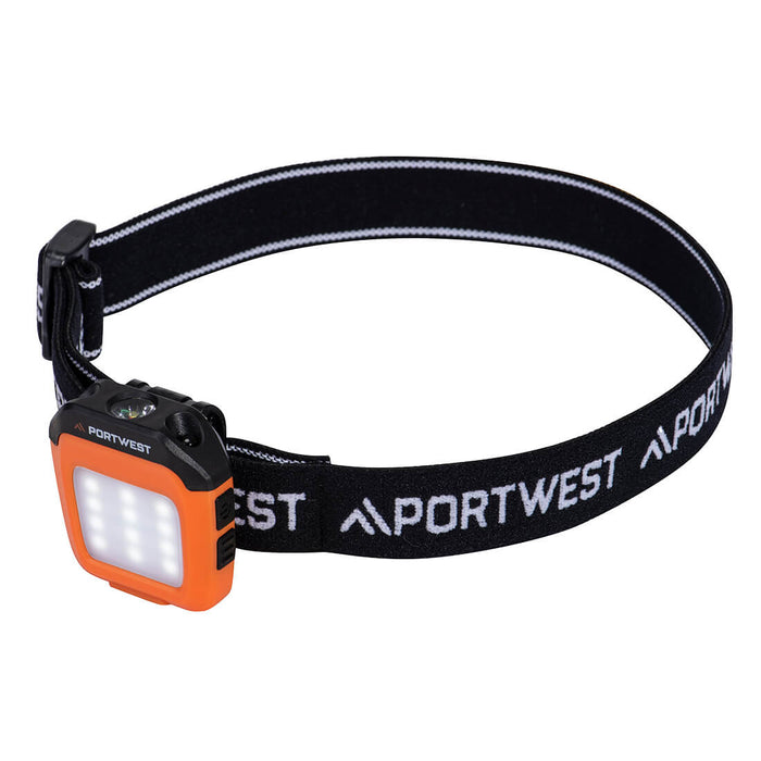Portwest PA74 - USB Rechargeable Multi-function LED Cap Light - Orange/Black PA74-OBR-One Size