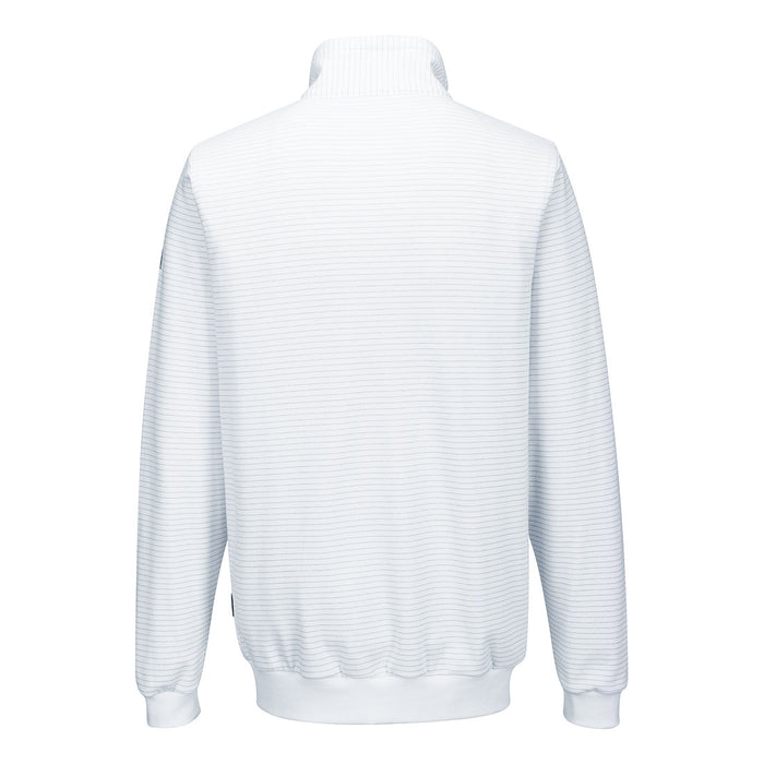 Portwest AS25 - Anti-Static ESD Zip Sweatshirt - White