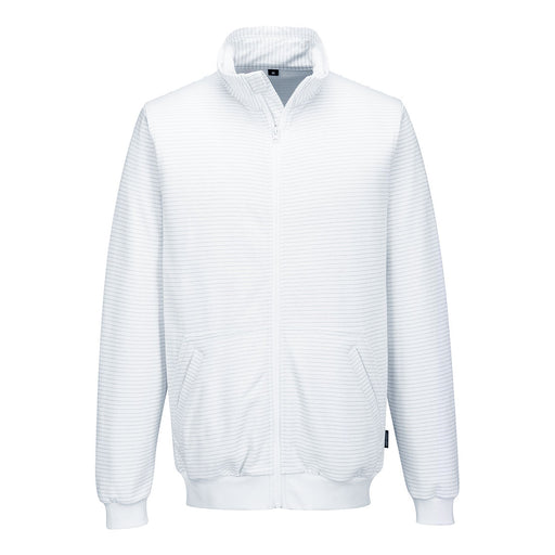 Portwest AS25 - Anti-Static ESD Zip Sweatshirt - White